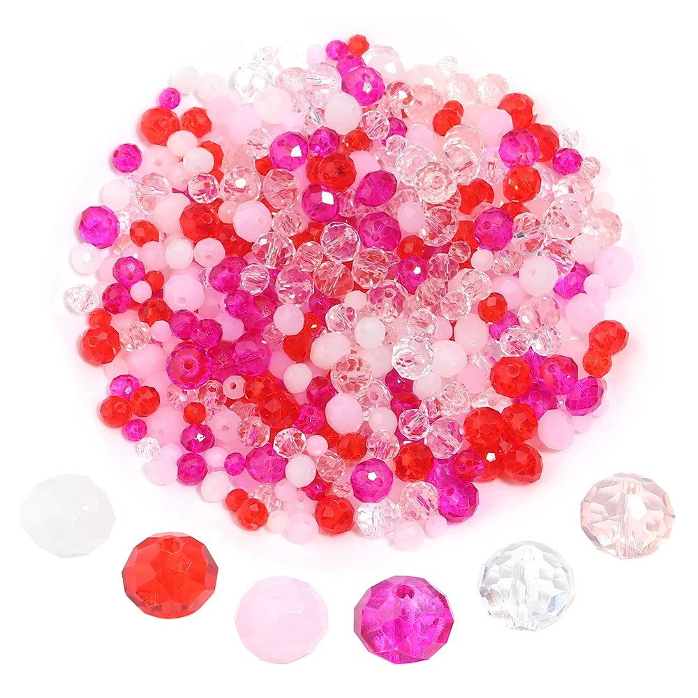 

Pink Multicolor Rondelle Austria faceted Crystal Glass Beads Loose Spacer Round Beads for Jewelry Making Summer Style Wholesale