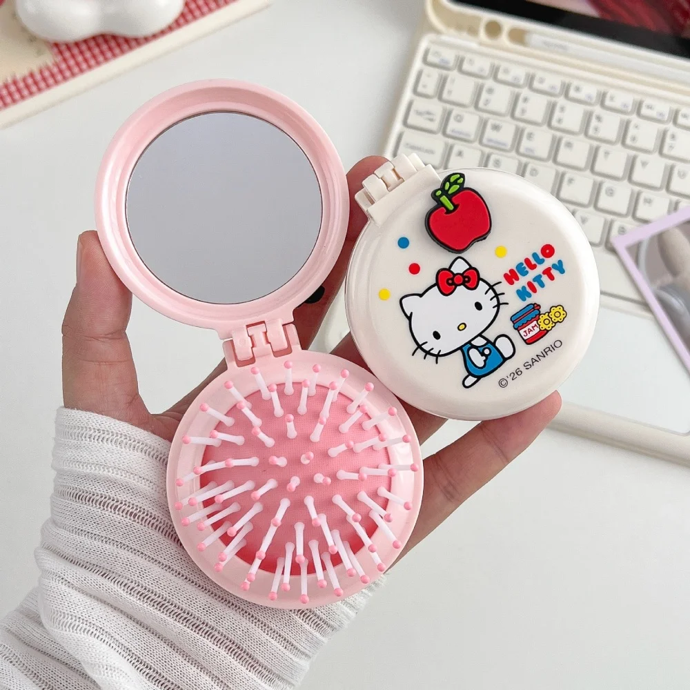 1Pc Hello Kitty Massage Comb Cartoon Cinnamoroll Kuromi Melody Foldable Hair Protection Combs Lady Portable Hair Comb