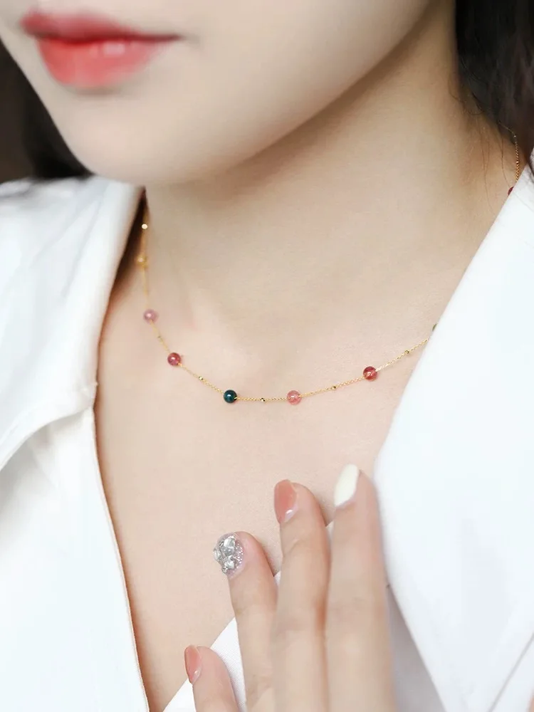 18K gold necklace Pendant fine jewelry AU750  babysbreath Original Design gift for women X670