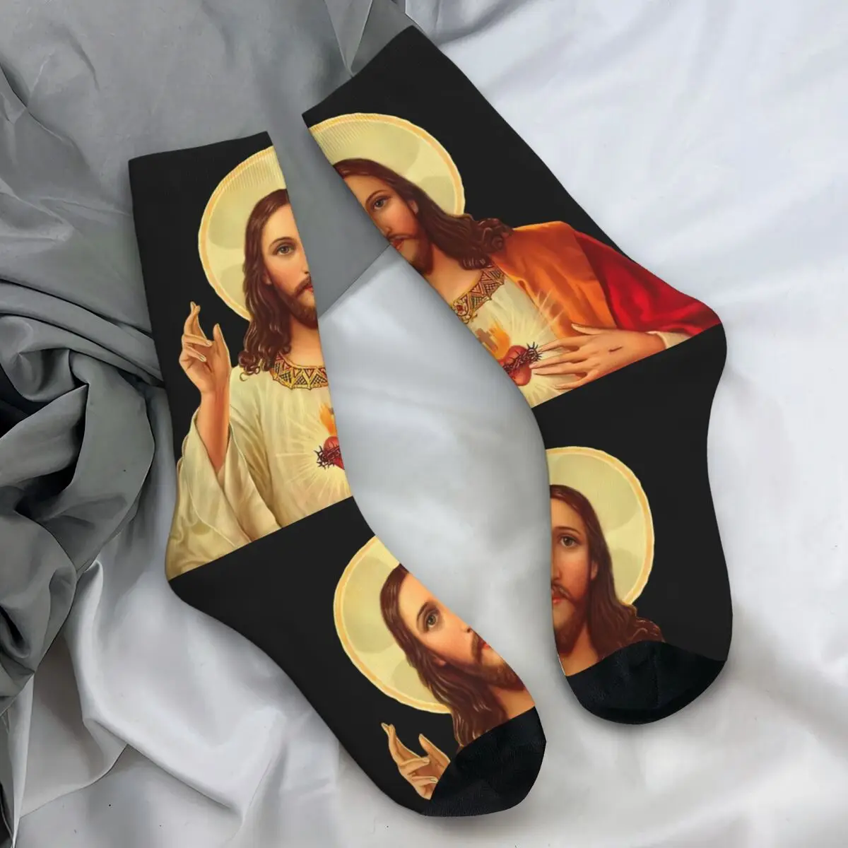 Catholic Saint Jesus Christ Socks Christian Religious Fashion Stockings Winter Anti Skid Women Men Socks Warm Climbing Socks