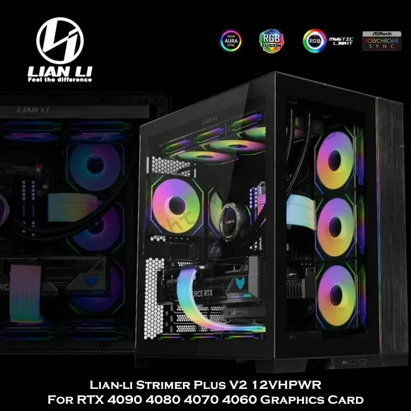 Original LIAN LI UNI Fan 12CM/14CM RGB+LIAN LI Strimer Plus V2 12VHPWR RTX40 Serie GPU Double/Triple 8Pin(6+2Pin) PSU Cable Kit