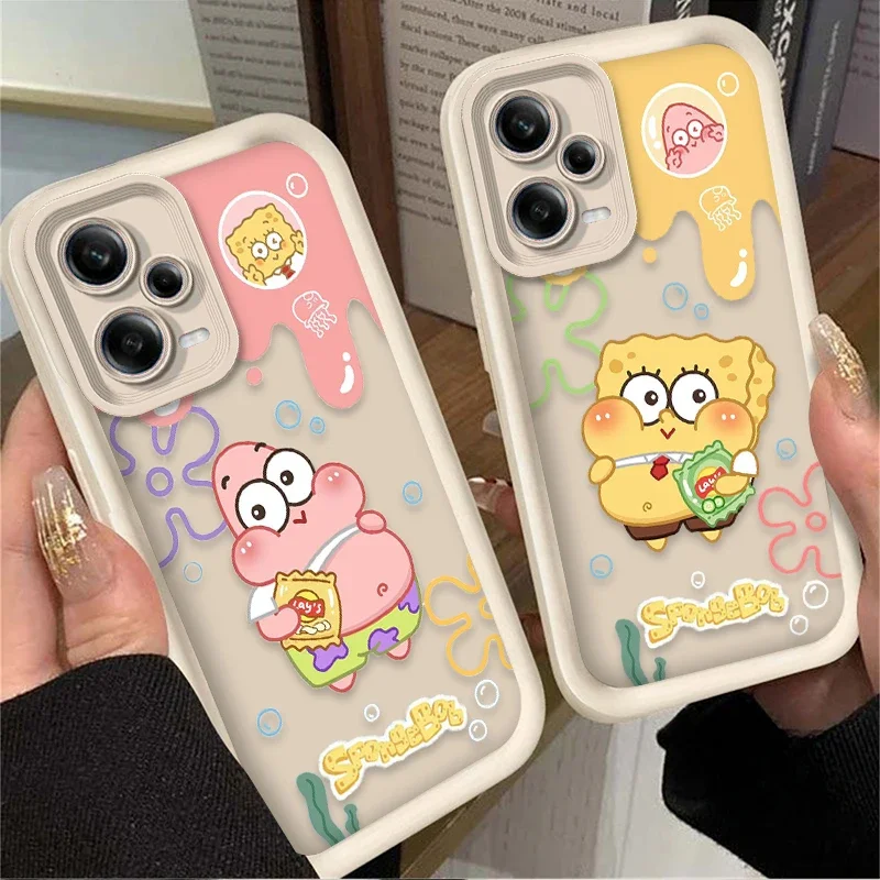 Lovely SpongeBobs Case for Xiaomi Redmi Note 13 12 11 Pro Plus 4G 5G 12S 11S 10S 10 9 9S 8 12C 13C A3 Silicone Shockproof Capa