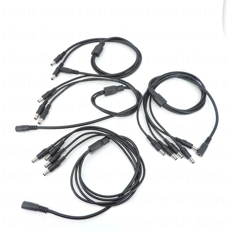 70cm 12V DC Power Supply Splitter Plug 1 Female to 2 3 4 5 way Male 18awg connector Camera Cable CCTV Accessories 2.1*5.5mm B4