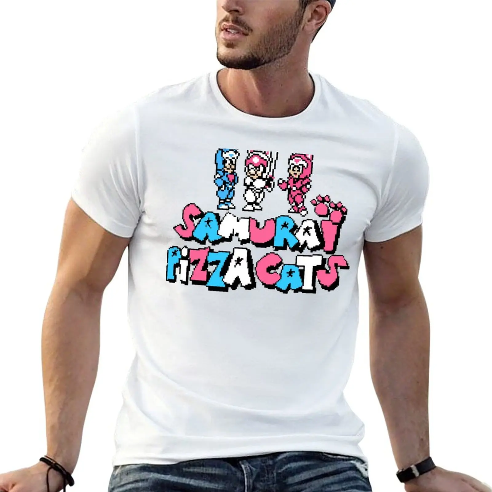 

Pizza Cats 8bit T-Shirt cotton t shirts high quality funny t shirts cotton T-Shirt