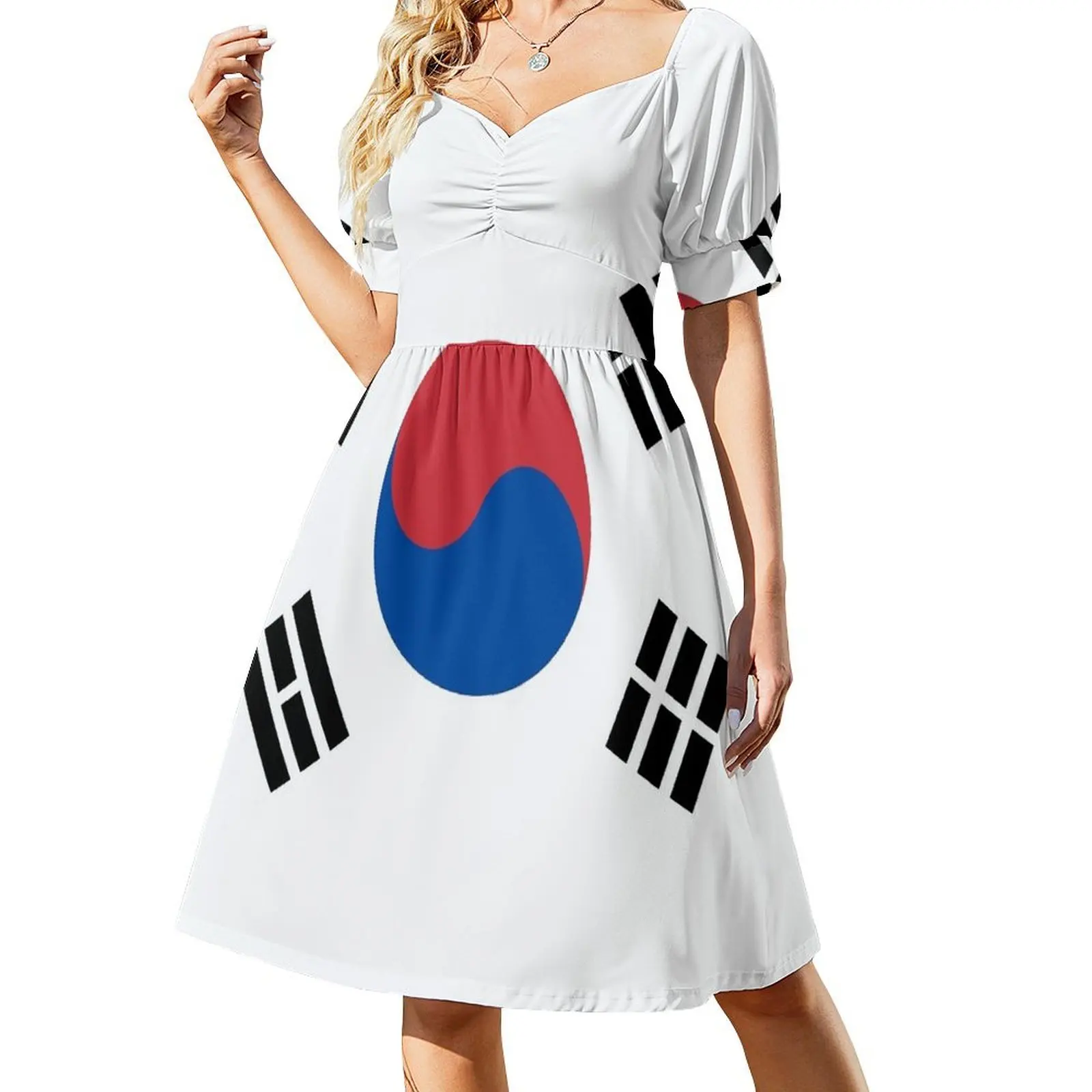 

South Korean Flag - South Korea - Taegeukgi -   Short-Sleeved Dress luxury dresses elegant chic wedding evening dresses