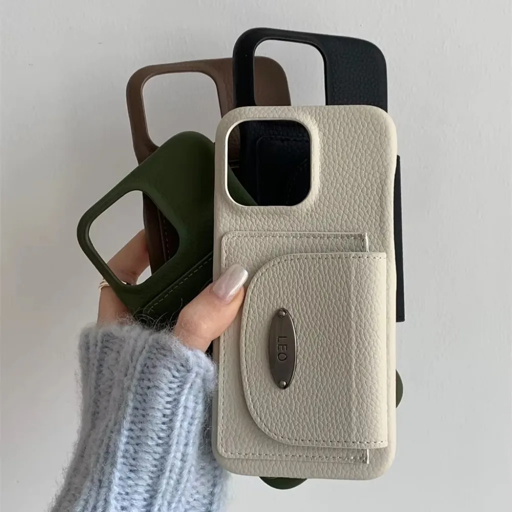 Роскошный чехол из искусственной кожи с отделением для карт для телефона iPhone 16 15 14 13 12 Pro Max 11, Карманный Кошелек для кредитных карт, кошелек, задняя крышка