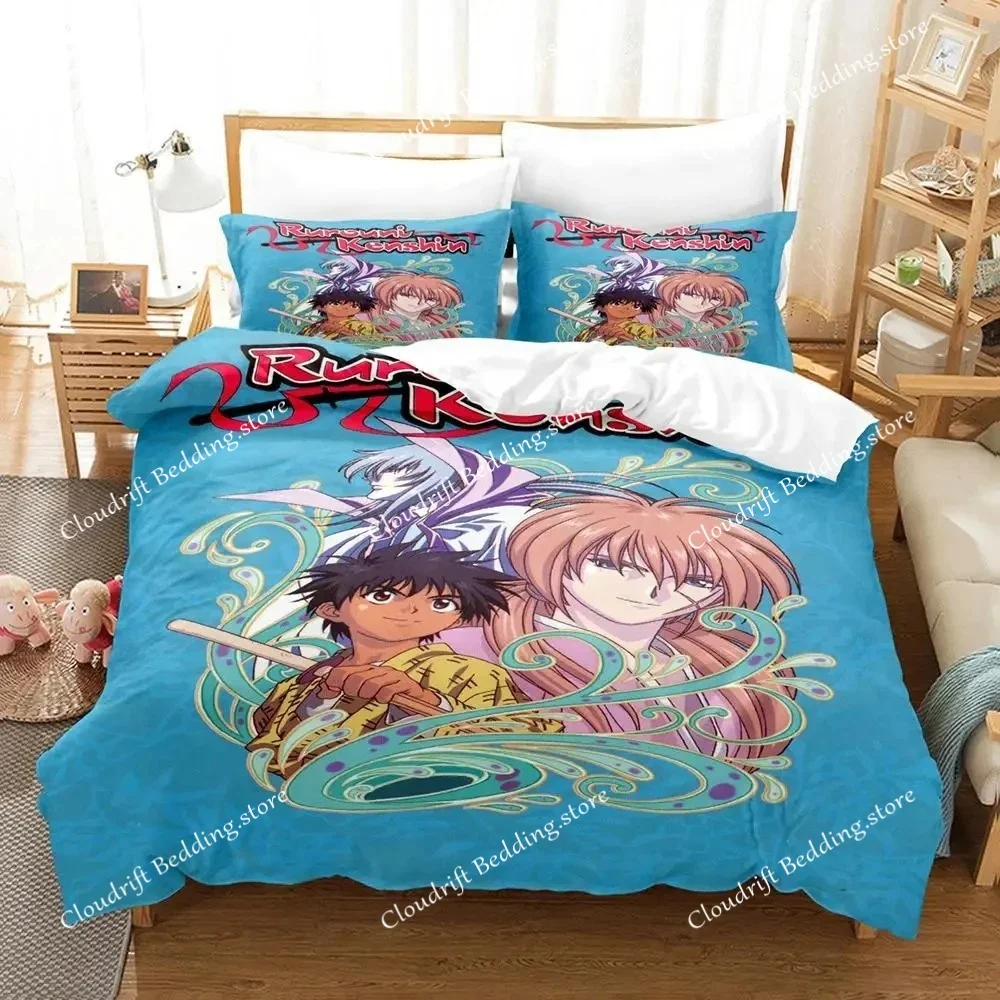 

Fashion Anime Rurouni Kenshin Bedding Set Boys Girls Twin Queen Size Duvet Cover Pillowcase Bed Kids Adult Fashion Home Textiles