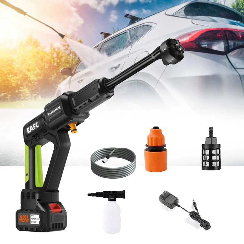 1000W Brushless High Pressure Electric Car Washer Gun 6-IN-1 Multi-Function Car Wash Water Gun Washing Machine for Auto Home