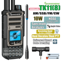Quansheng TK11(8) Walkie Talkie 10W 3000mAh Dual Band Dual Receive AM SSB FM CW NOAA VHF UHF Spectrum Analyzer Two Way Ham Radio