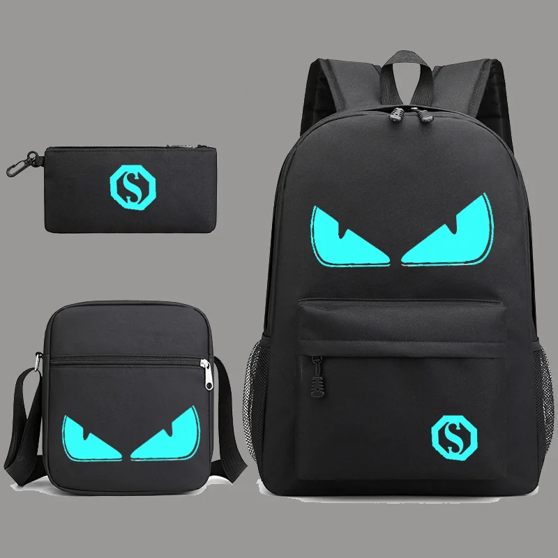 

3PCS Korea Luminous Mucis Boys Backpacks Cool luminous In the Dark Laptop Teens School Bags Travel Capacity Outdoor Mochilas