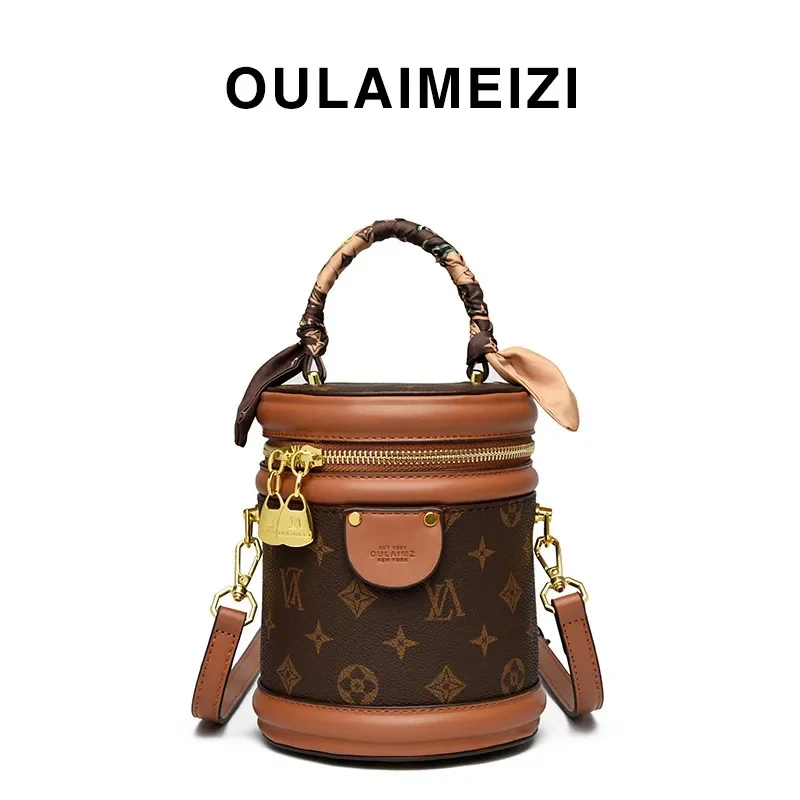 

OULAIMEIZI Designer Bag 2025 Classic Printed Fashion Bucket Bag for Women Retro and Versatile Cross body Bag