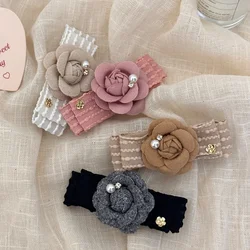 Korean Fabric Camellia Flower Hair Clips for Women Pearl Bow Hairpin Elegant Barrettes Headwear Girls Hair Accessories