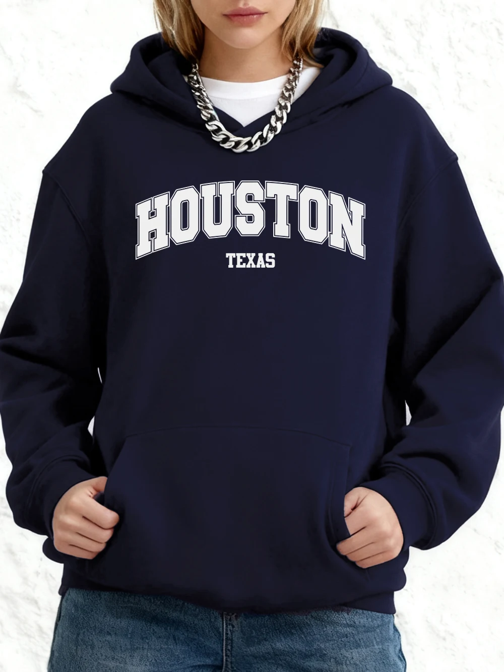 هيوستن تكساس الفن إلكتروني يطبع هوديس القطن المرأة الركض جيب البلوفرات رياضي فضفاض البلوز الشتاء الصوف الدافئة القمم #1