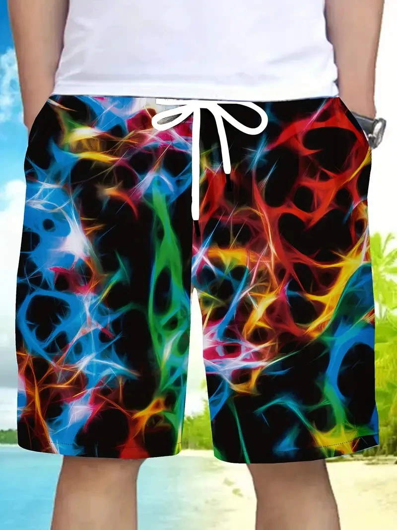 Psychedelic Pattern 3d Printed Shorts For Men's Trendy Personality Short Pants Colorful Male Summer Swim Short Quick Drying New