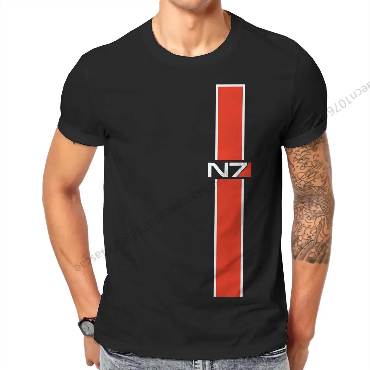 Mass Effect The Red Line Tshirt Homme Men's Tees Cotton T Shirt For Men