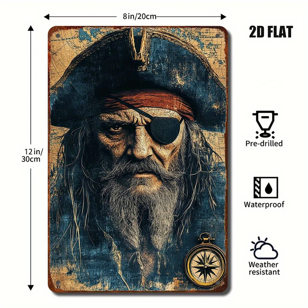 1 لوحة معدنية مسطحة ثنائية الأبعاد لصورة قرصان، مناسبة للديكور الفني مثل الداخلي والخارجي والمكتب. #2