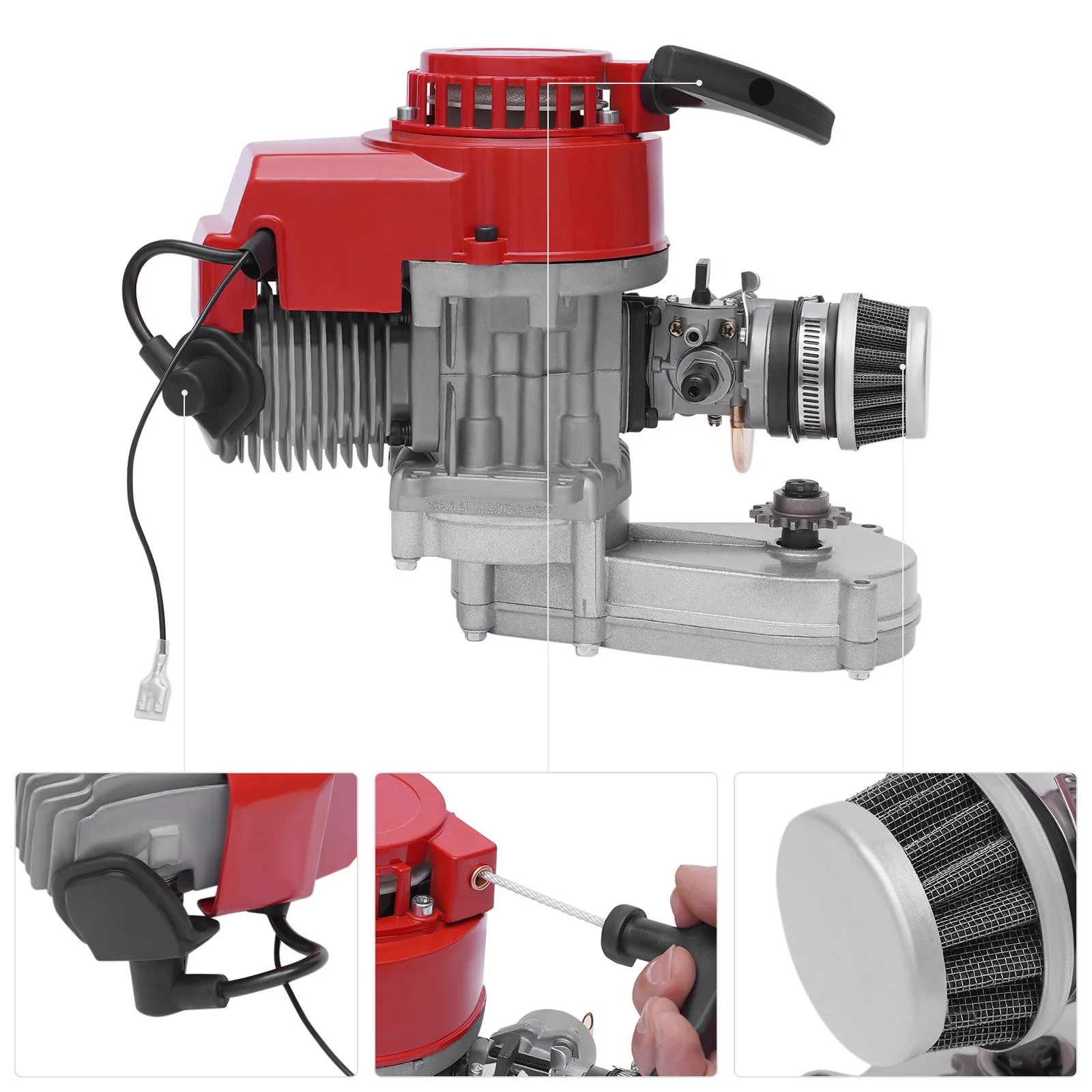 49cc Zweitaktmotor Einzylinder Zugseil Startmotor 2-Takt-Motor Motor für Mini Dirt Bike und Pocket Motorrad