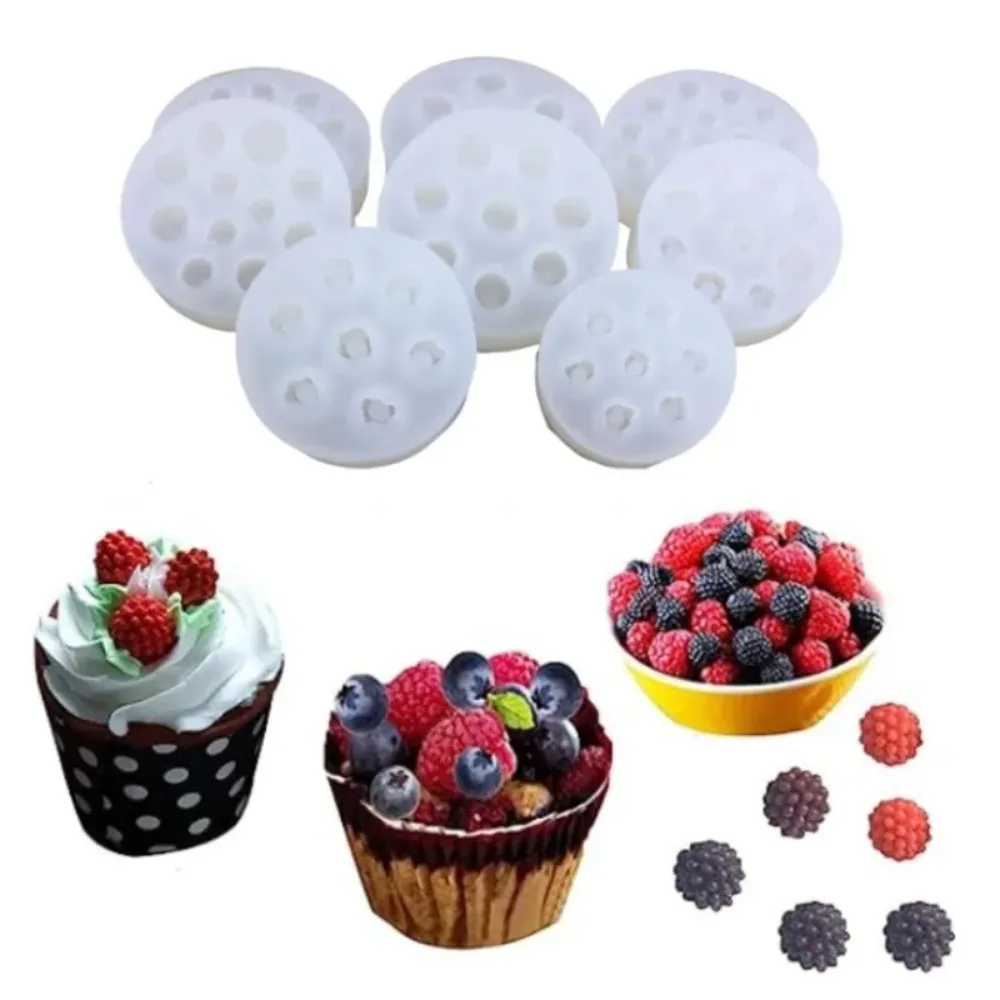 Cute 3D Candle Silicone Mold Blueberry Raspberry Shaped Baking Mold Simulation Fruit Chocolate Mold DIY Cake Decorating Tool