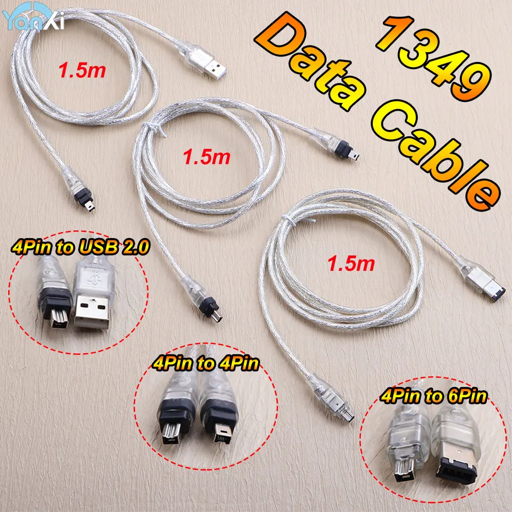 1 Stück 4-Pin auf USB 2.0 4P 6P Verbindungskabel für 1394 Firewire für Camcorder MINI DV HDV 1394 IEEE Kamera Videoaufnahme Datenkabel
