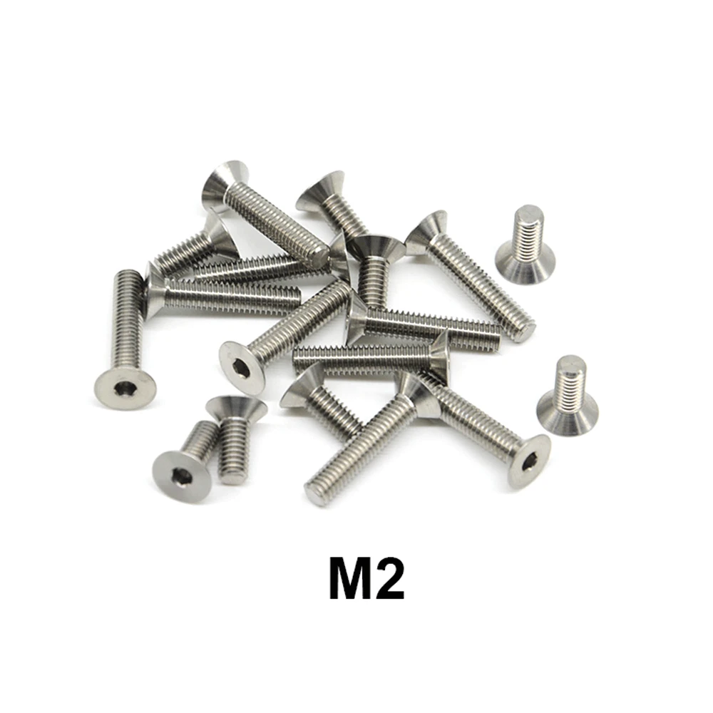 M2 M2.5 M3 M4 GR5 TC4 Titanium Alloy Flat Head Screw Bolts Hex Socket Length 4mm-20mm for Model Aircraft Car DIY