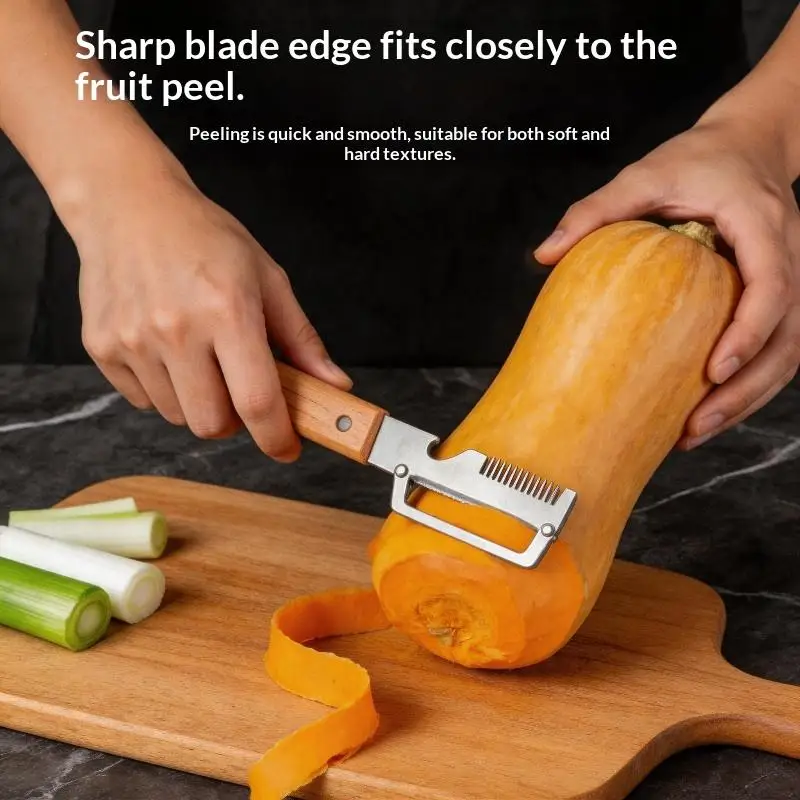 3-in-1 Fruit Potato Peeler With Bottle Opener Stainless Steel Vegetable Peeler With Wooden/Plastic Handle Kitchen Peeling Tool