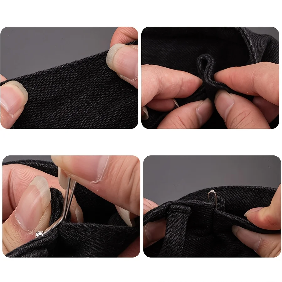 10 Stück Unsichtbare Metall-Taillenklammern, Verstellbare Knopfklammern für Jeans und Kleidung, U-förmige Revers-Broschenklammern – Detail 3