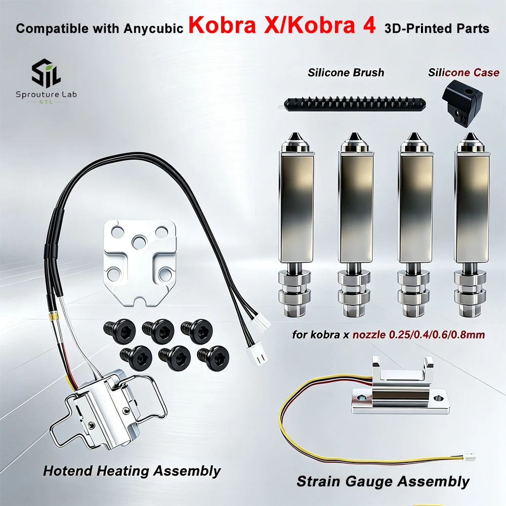 For Anycubic Kobra 4 Kobra X Nozzle 0.25 0.4 0.6 0.8 KX Smooth Internal Bore Cobra X Hotend Kobra 4 3d Printer Accessories