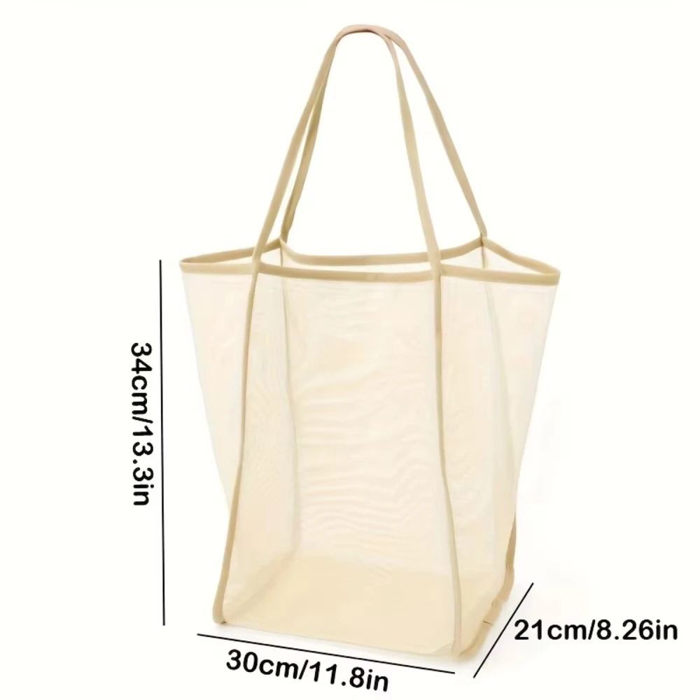 Portable INS Style Transparent Mesh Bag Fashionable Lightweight Versatile Large Capacity Portable Bag Beach Mesh Shopping Bag image 5