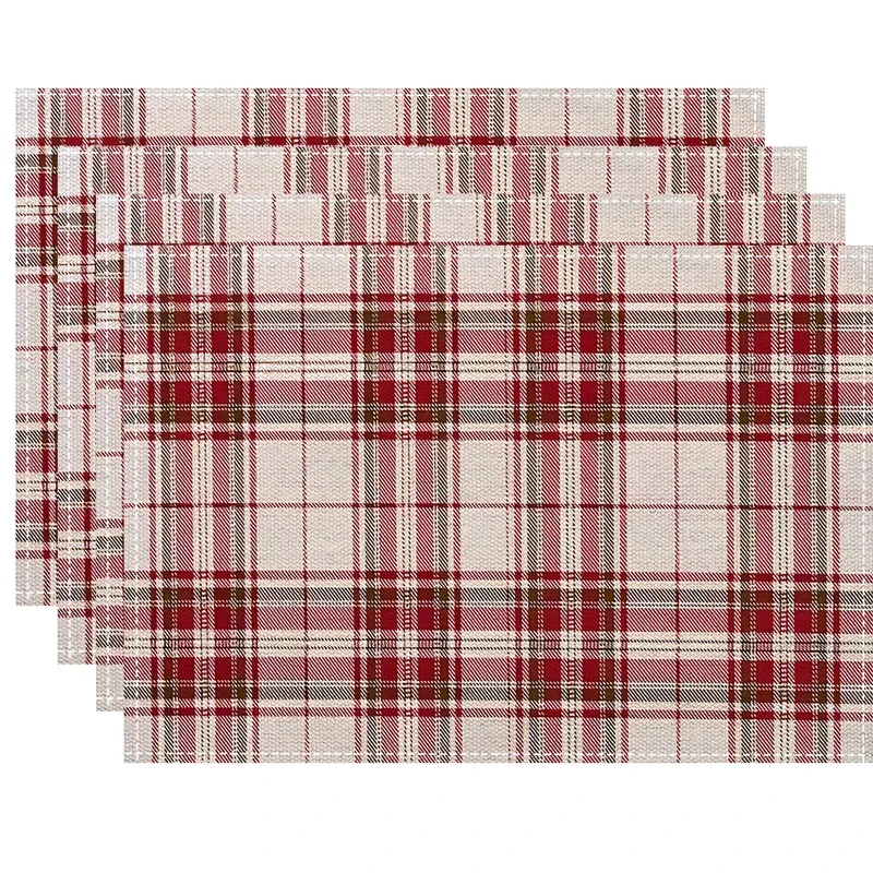 VIKAMA Hitzebeständige Tischsets, Leinen-Tischmatten mit geometrischem Gittermuster, leicht zu reinigen, für Küche, Esstisch, Schutz und Dekoration