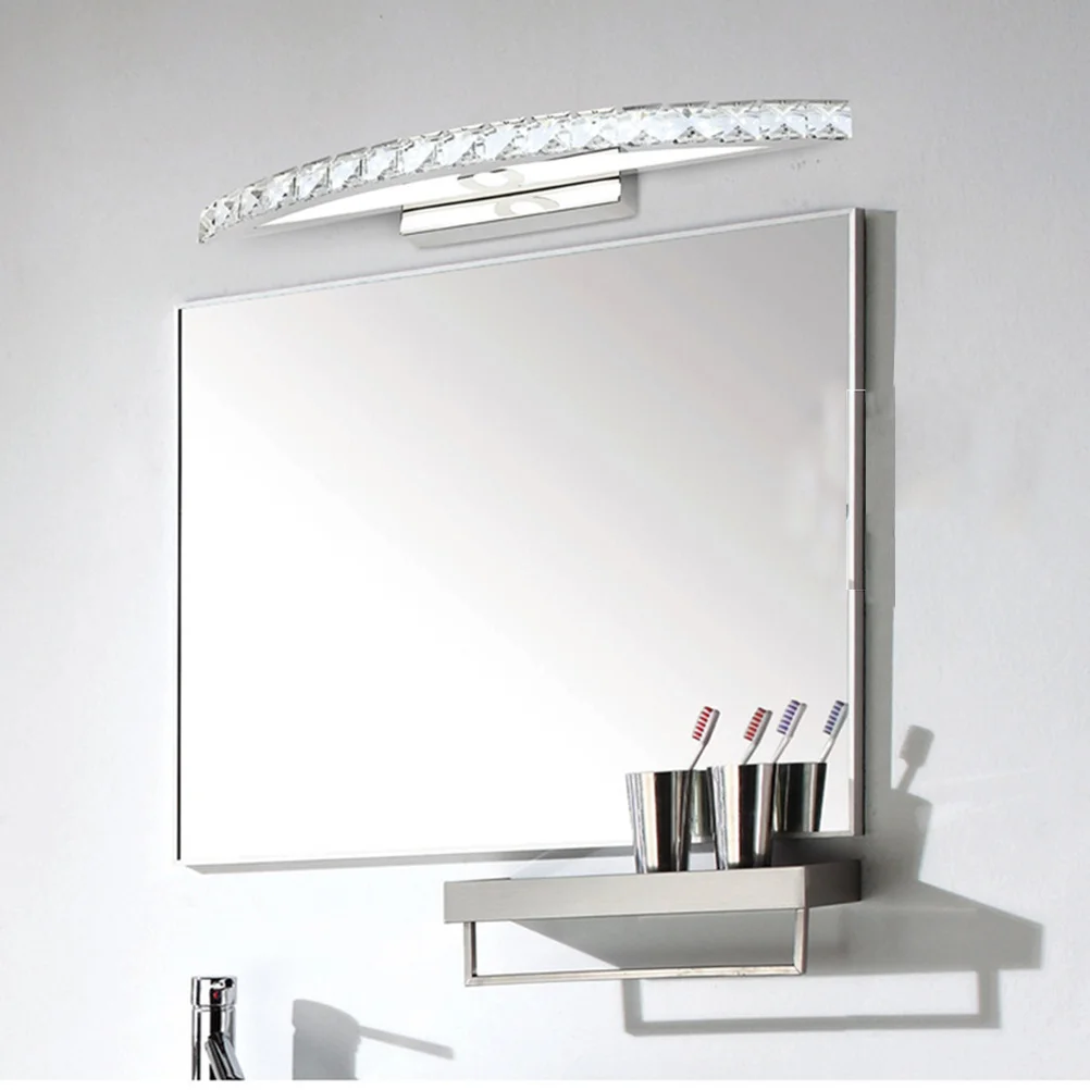 

Crystal Bathroom Mirror Light 44cm Minimalist LED Waterproof Bath Wall Sconces Pure White Eye Protection Energy Saving