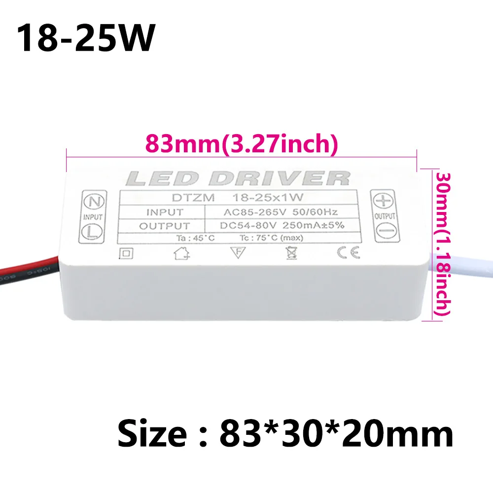 LED-Treiber 1-3w 3-5w 4-7w 8-12w 12-18w 18-25w 25-36w für LED-Netzteil AC85-265V Beleuchtungs transformator Zubehör weiß