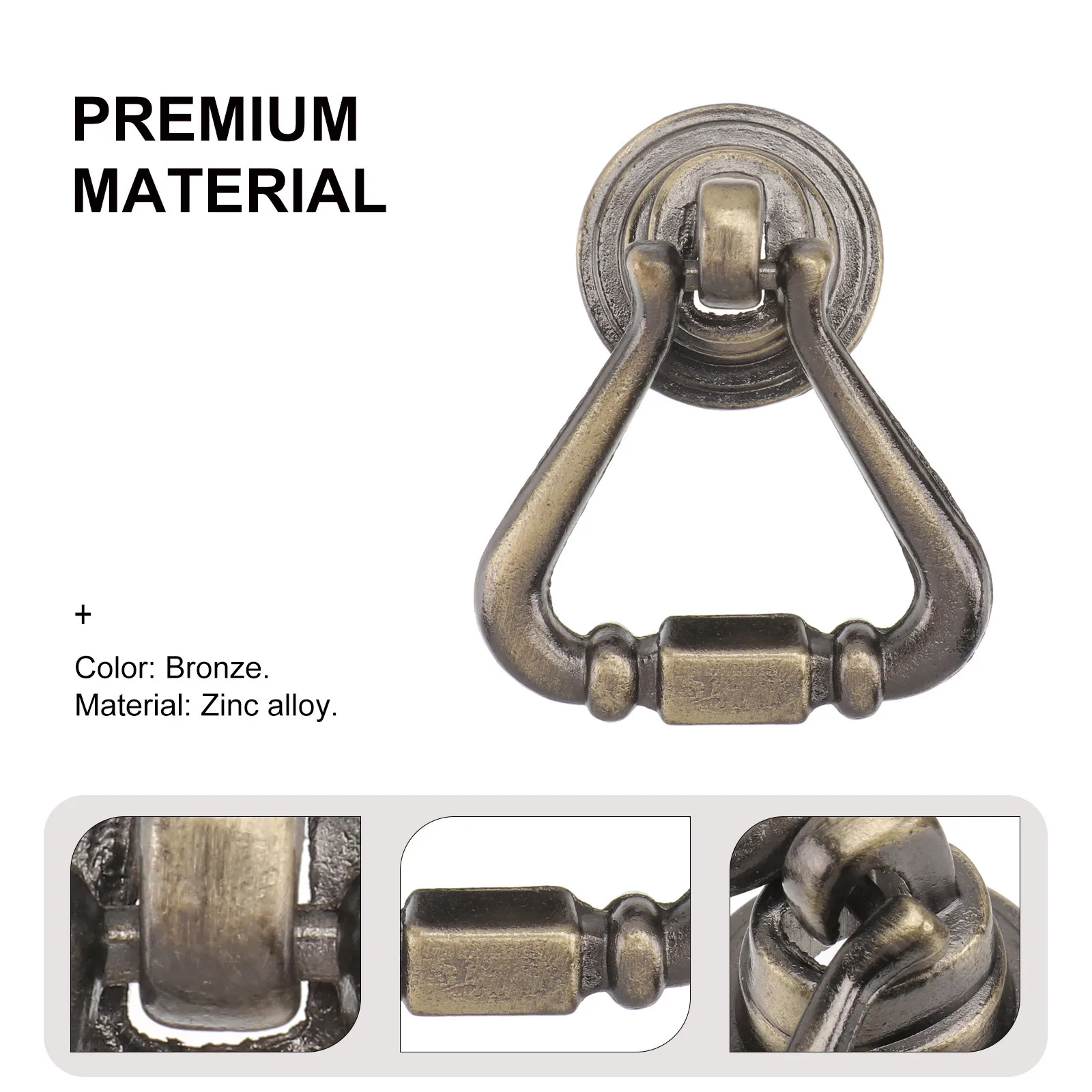 

2Pcs Vintage Drawer Ring Pull Handle Bronze Decorative Cabinet Knob Elegant Style for Dresser Cupboard Furniture