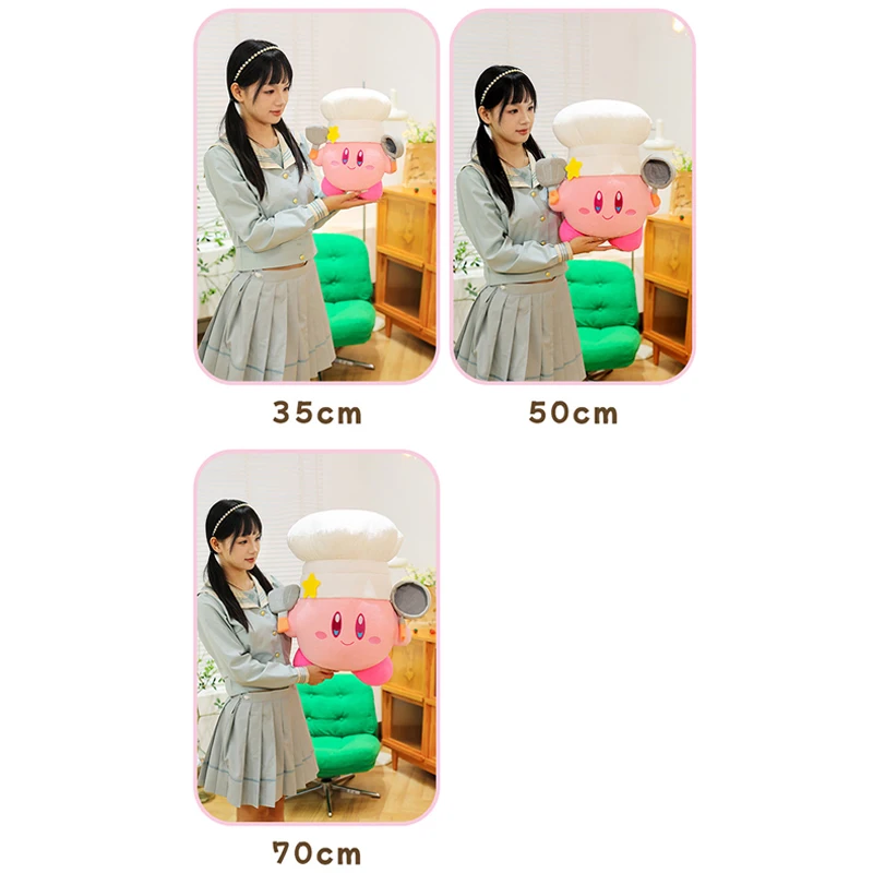 35-70cm Chef Kirby Plush Toy Cute Stuffed Doll Big Size Cartoon Anime Star Hug Pillow Pink Gift for Kid Birthday Room Decoration view 6