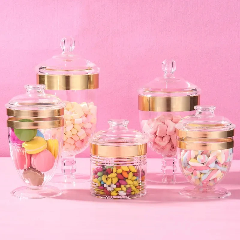 

Transparent Acrylic Food Jar - Plastic Storage with Lid for Wedding Decoration, Home Finishing & European-Style Use