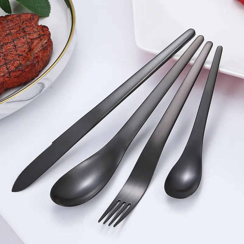 16pcs Matte Gold Cutlery Set Dinnerware Stainless Steel Simple Spoon Forks Knives Kitchen Western Dinner Silverware Tableware