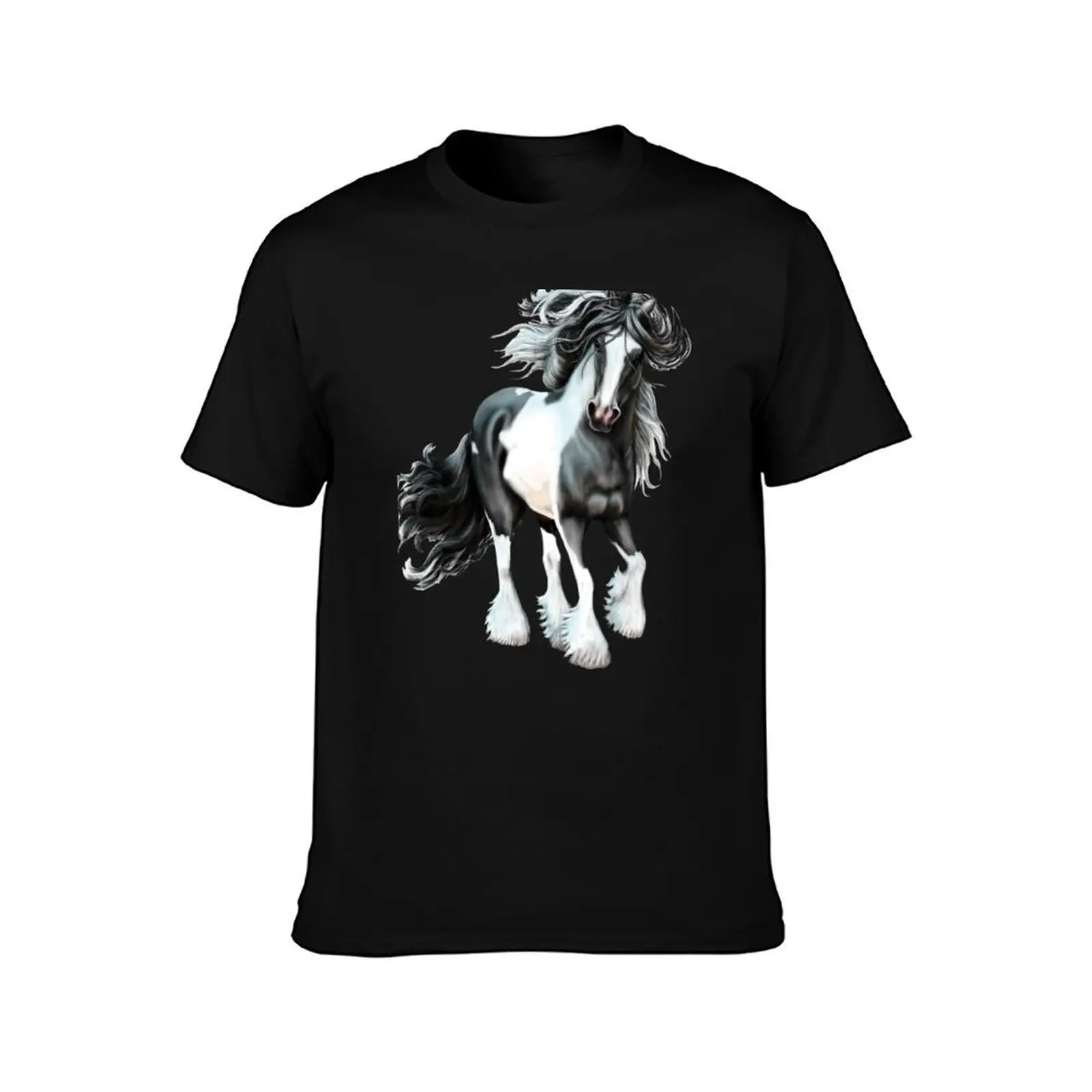 Prince Gypsy Vanner Horse T-Shirt Summer Casual Cotton Tee Oversized Streetwear Tops Vintage Graphic Print Unisex Men Women