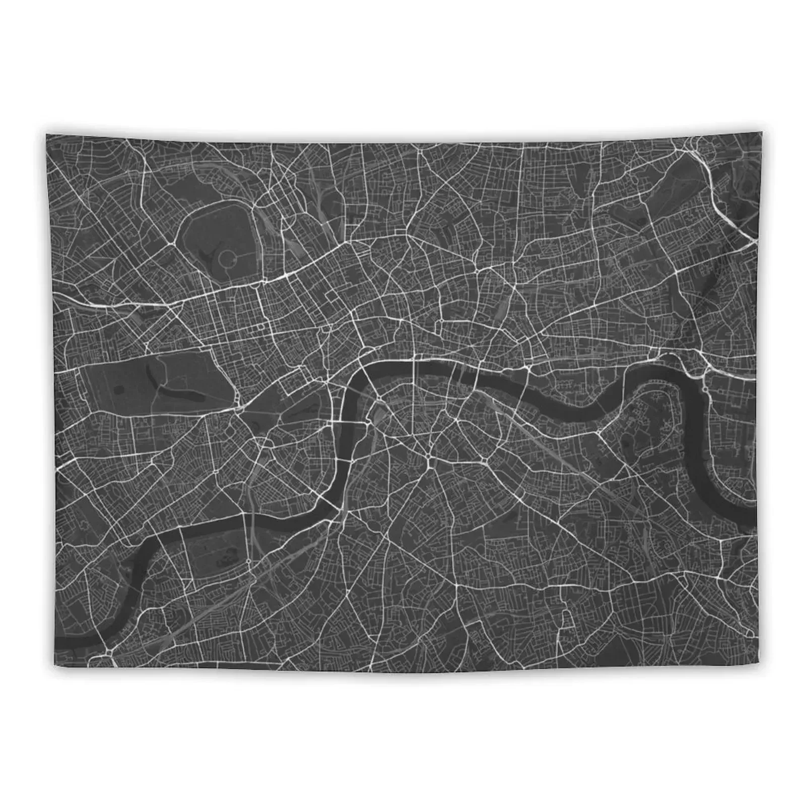 

London, England Map. (White on black) Tapestry Wall Decoration Room Decor Cute Bedroom Decor Tapestry