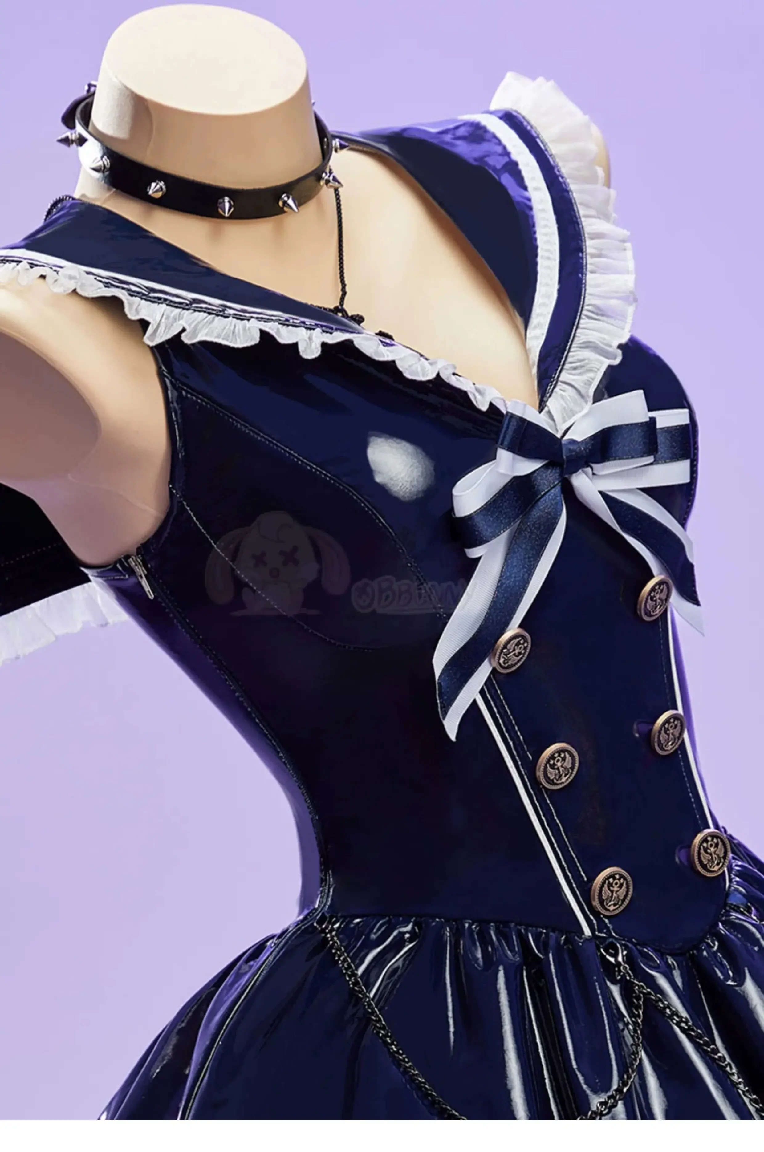 

Original Navy Idol Halloween Cosplay Costume, PU Leather Cute Girls Sailor Dress Set