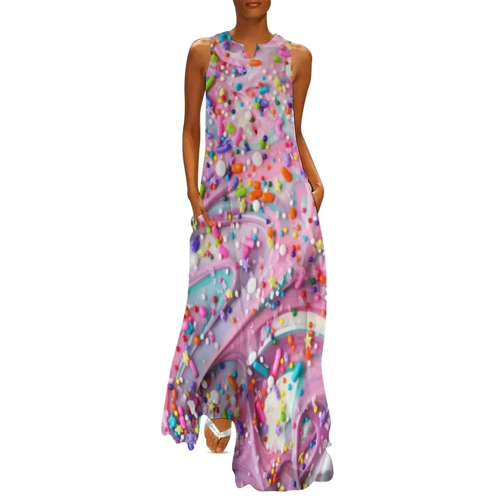 

Colorful Candy Swirls with Sprinkles Long Dress Woman's evening dress Dress vintage wedding dresses for woman Summer skirt
