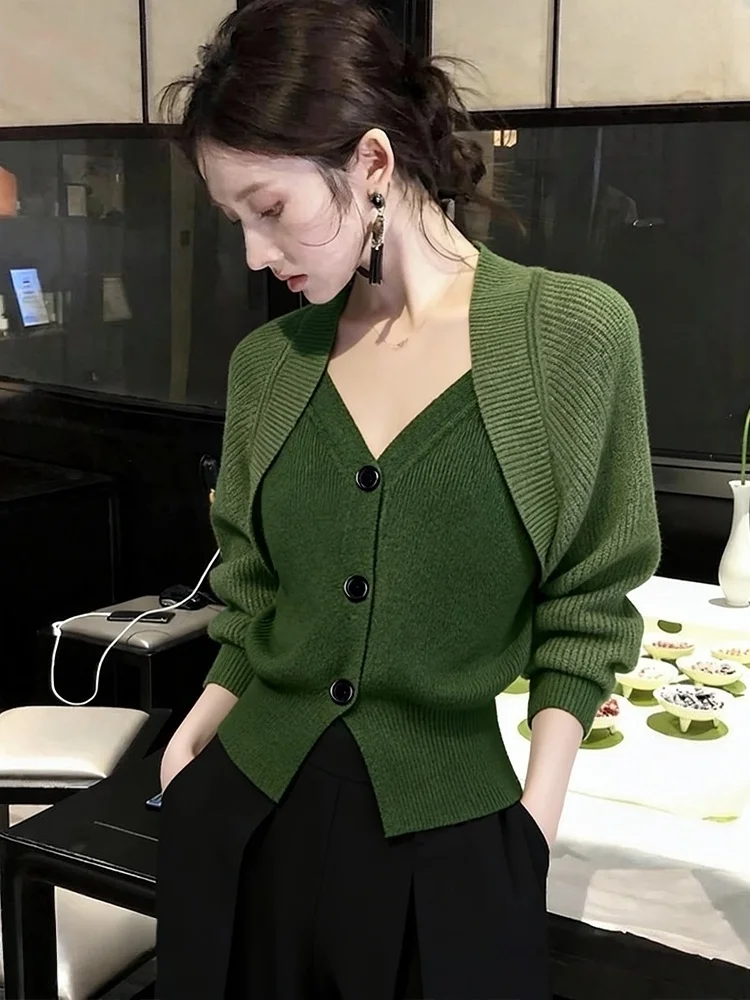 

Ele een Knitted Sweater Women's Spring Faion Waist-Cut Design Unique Sli High-End Personali Long Sve Top