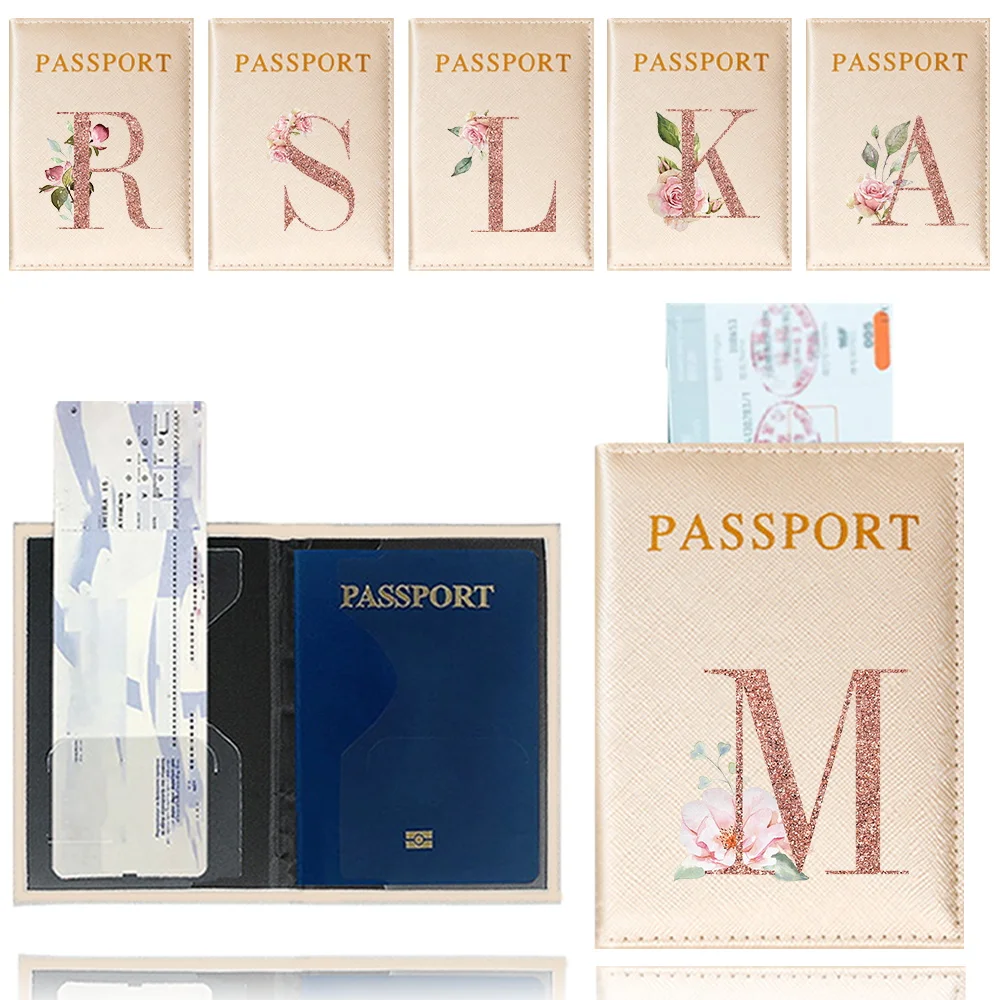 

Travel Passport Cover Portable Gold Color Card Holder Case Simplicity Credit Card Storage Cover Case for Unisex Rose Gold Print