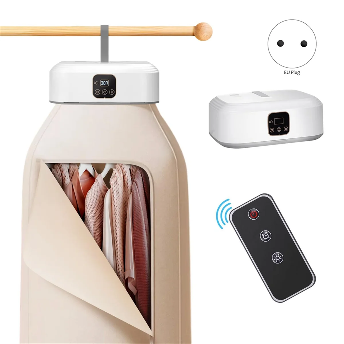 เครื่องอบผ้าแบบพกพา,เครื่องอบผ้าขนาดเล็กพร้อมรีโมทคอนโทรล,เครื่องอบแห้งไฟฟ้าแบบพับได้ขนาดเล็กกะทัดรัดปลั๊ก EU