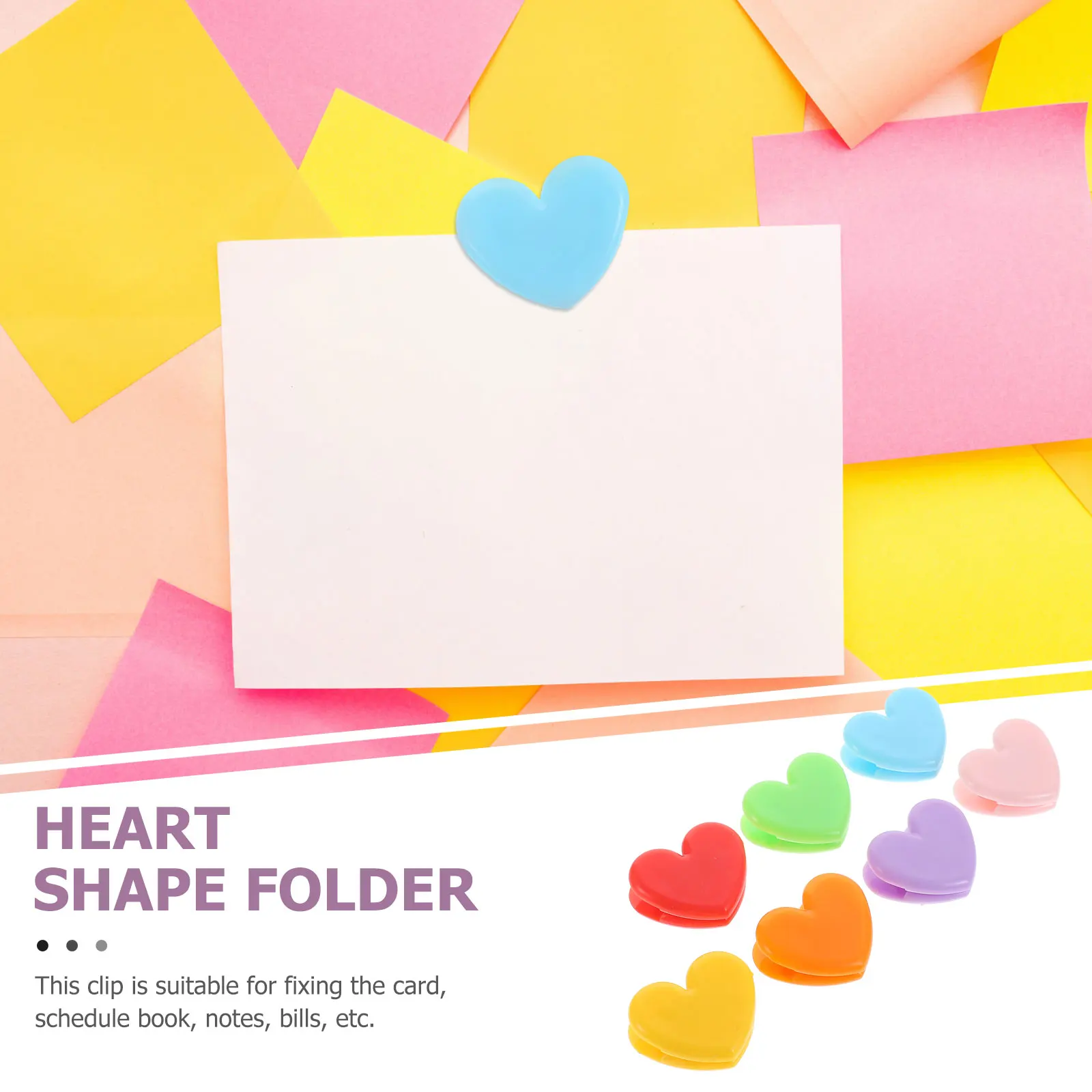 

20pcs Plastic File Clips Heart Shaped Office Documents Storage Clips For Teachers Students Schedule Book Notes Bills Home Paper