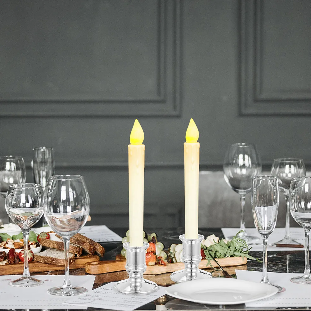 

10pcs Electronic Stand Plastic Taper Holder Compact Desktop Decor For Party Wedding Home Restaurant Candleholders