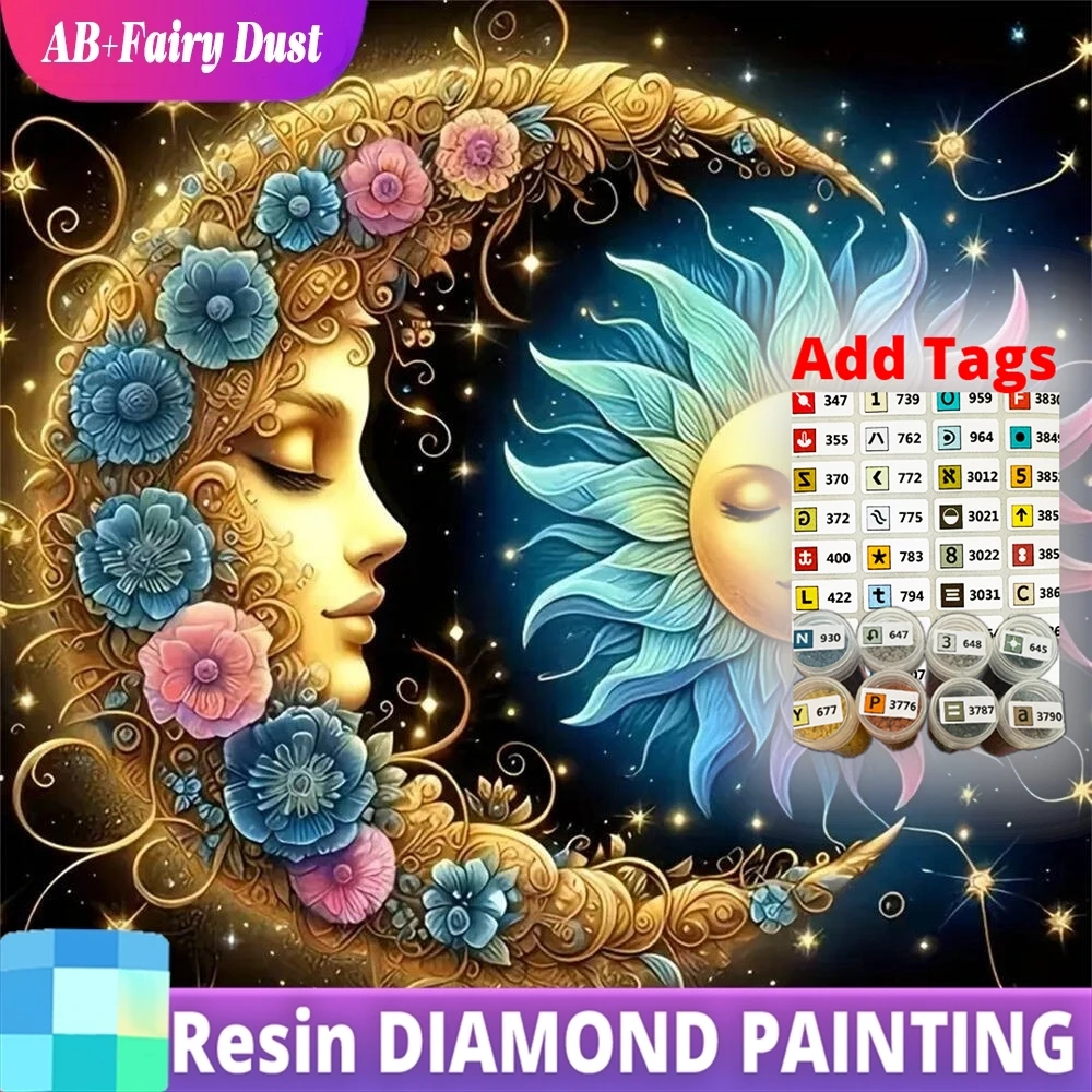 

Смола AB Фея Пыль 5D DIY Алмазная картина Лунный пейзаж Подходит для начинающих Абстрактный цветок Абстрактная Алмазная мозаика Солнце Un