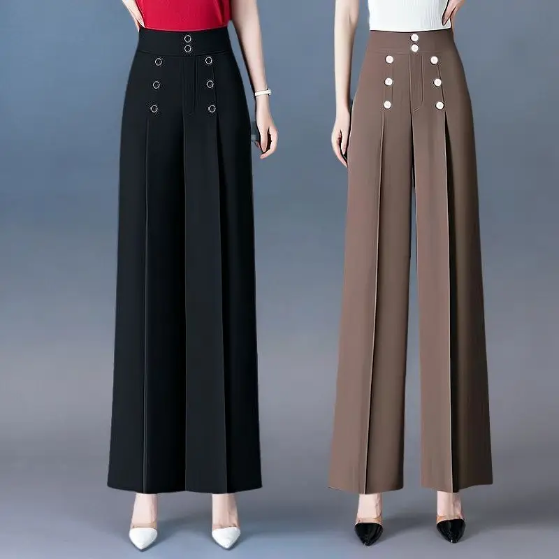 Wide Leg Pants for Women2024 Summer High-end Mom Pants Casual Thin Design Loose and Stylish with a Nine Point Western-style Feel