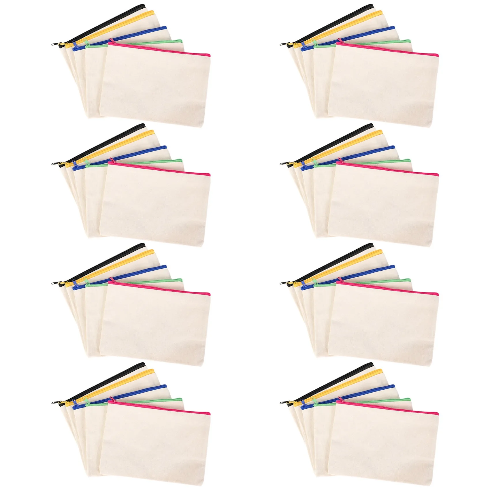 40Pcs Canvas Cosmetic Bag Canvas Zipper Bag Pencil Case DIY Travel Handmade Bag DIY Craft School Multicolor Zipper