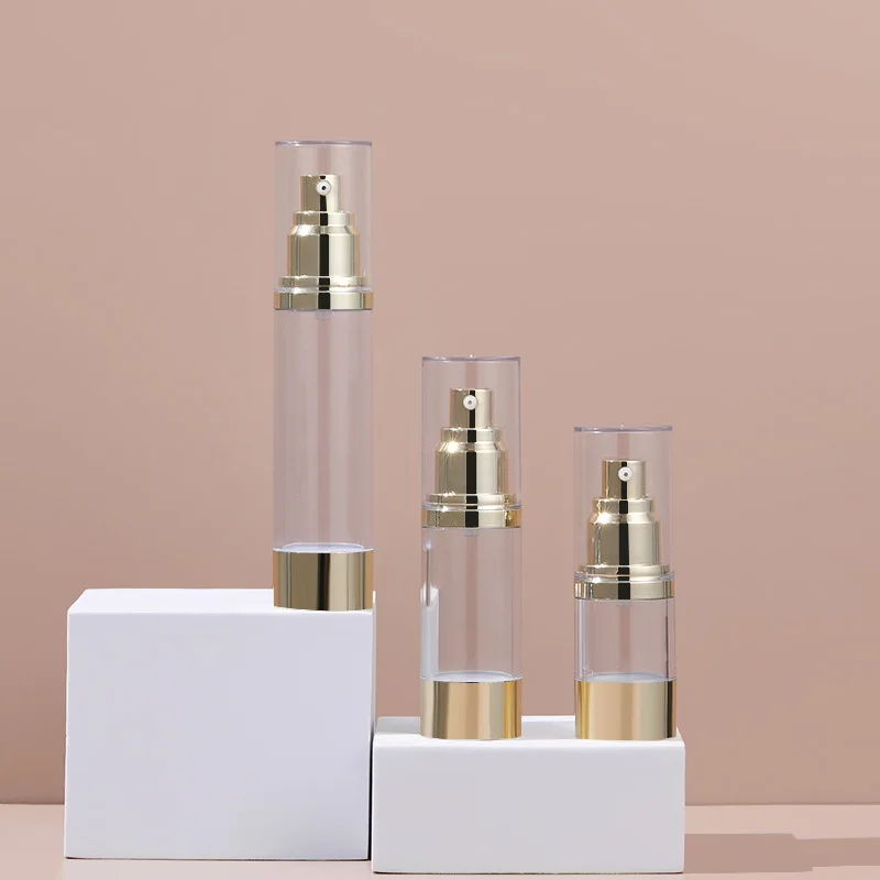 

15 мл/30 мл/50 мл золотой/серебряный вакуумный насос для бутылок безвоздушный роскошный портативный косметический лосьон для путешествий пустой контейнер