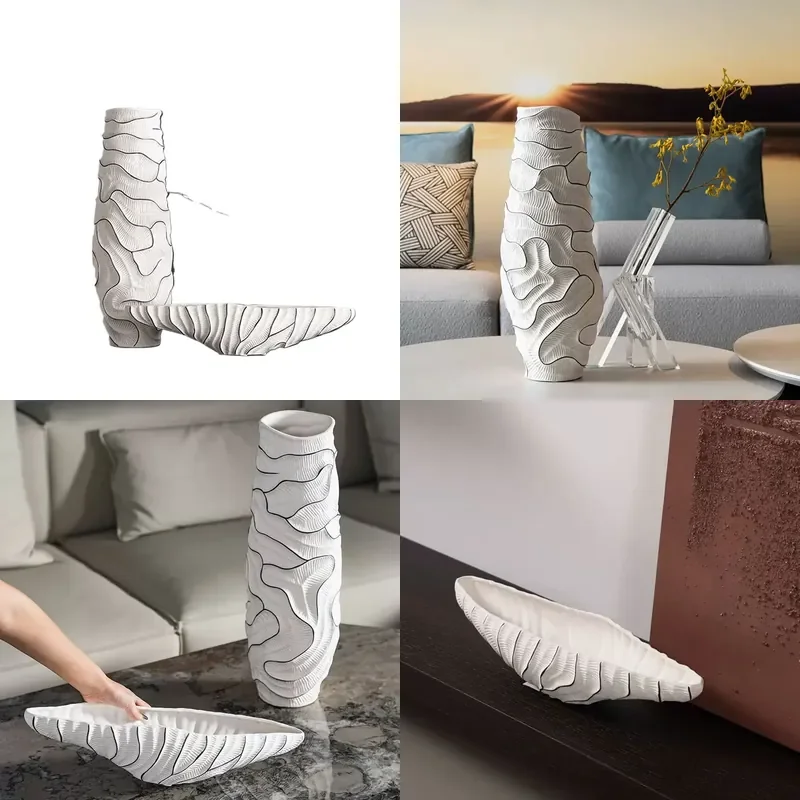 Nordic Simple Creative Dragon Ridge Vase Fruit Plate Ornament for Home Jewelry Living Room Flower Arrangement Storage Coffee