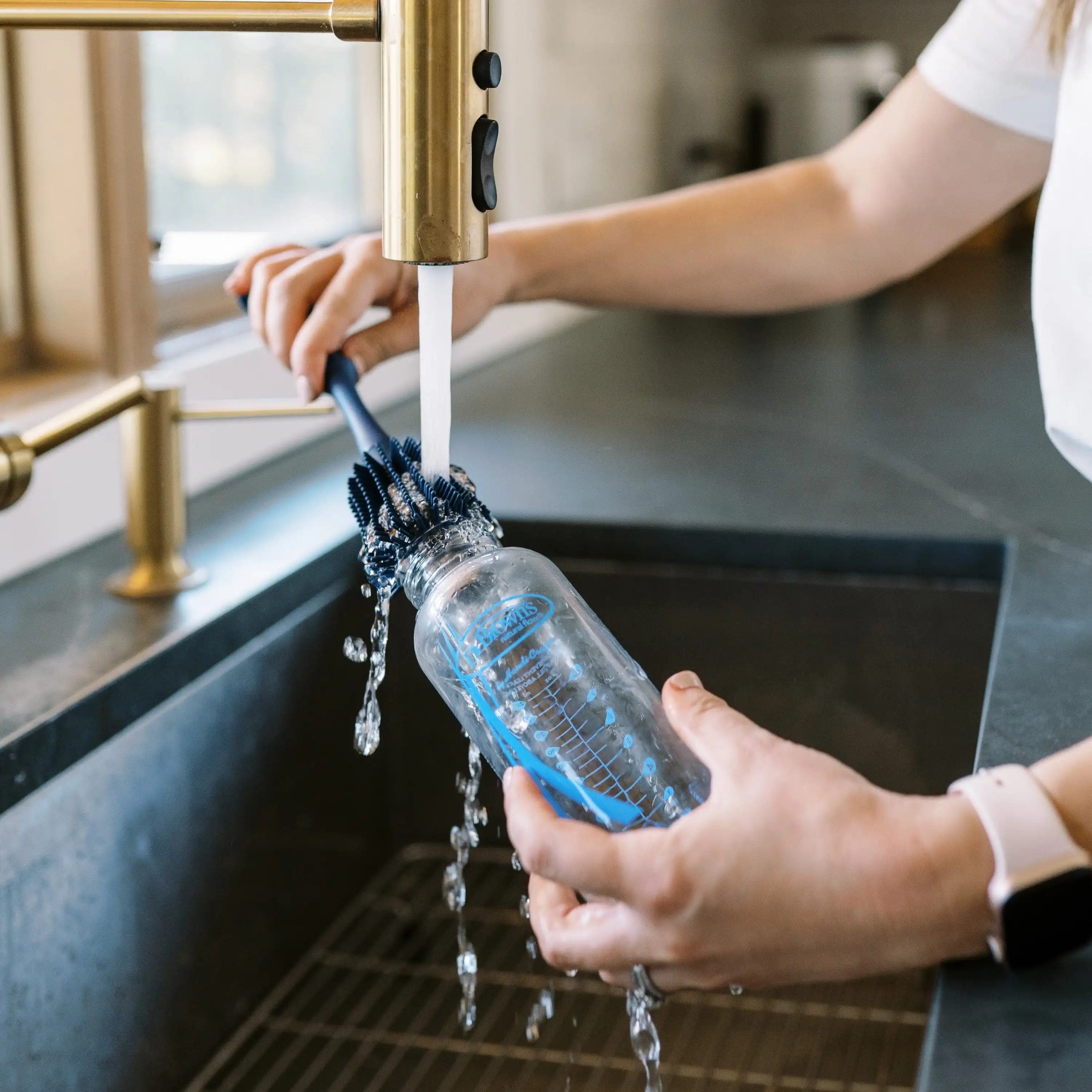 ボトル、注ぎ口、ストローブラシ付きシリコンクリーニングブラシセット、BPAフリー、3パック、ボトルブラシクリーナー